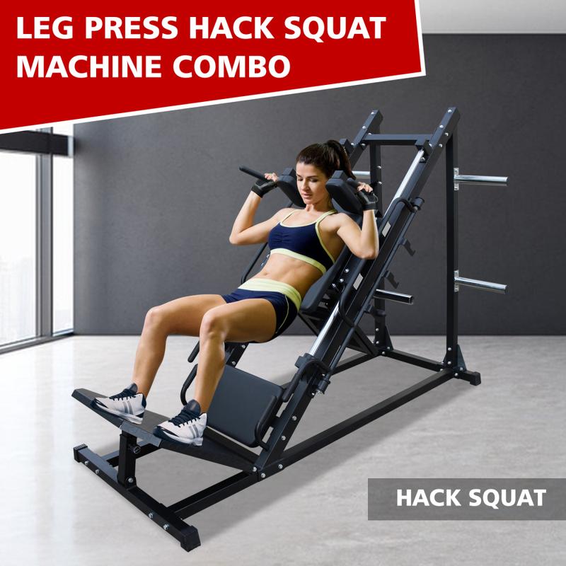 Leg Press Hack Squat Machine, Professional Adjustable Leg Press Machine for Home Gym with Linear Bearing, Specialty Hack Squat Machine for Full Lower Body Workout with Weight Storage Fitness. Exercise.