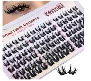 Manga Lash Clusters Anime Eyelash Clusters Wispy Cluster Eyelash Extensions Natural Bunny Fairy Individual Lashes Short 8-14MM CC-Curly Wet Look Lashes Extensions by zenotti