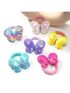 Glitter butterfly hair tie, hair band, non-damaging bow tie for high ponytail, small elastic hair accessory