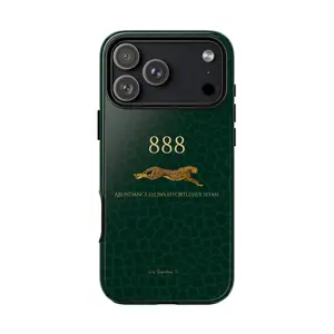 888 Angel Number Phone Case | Abundance Flows Effortlessly To Me | Emerald Green Luxury Snake Print iPhone Case | Manifestation Gift