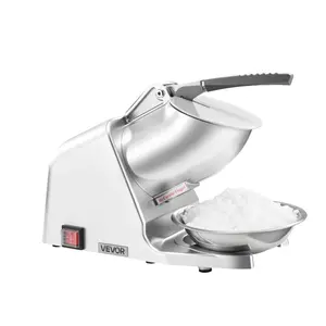 VEVOR Ice Crusher Machine, 286lbs Per Hour Electric 4 Blades Snow Cone Maker, Stainless Steel Shaved Ice Machine with Bowl and Cover, 300W 2000RPM Ice-Shaver for Home and Commercial Use, Silver