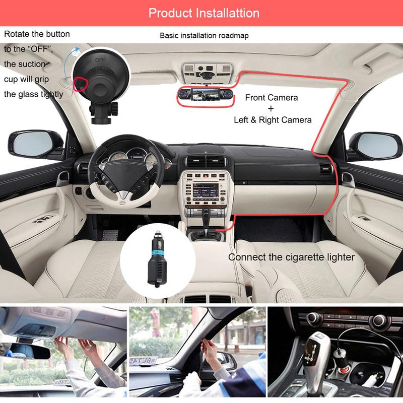 Full View Car Dashcam System, 360° 4 Channel Dash Cam with Front Rear Left Right Camera, 4K Recording, Night Vision, 64GB SD Card, G-Sensor, Loop Recording & Crash Lock Full View Car Dashcam System, 360° 4 Channel Dash Cam with Front Rear Left Right Camera, 4K Recording, Night Vision, 64GB SD Card, G-Sensor, Loop Recording & Crash Lock