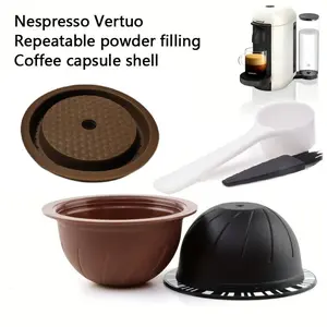 Reusable Coffee Pods for VertuoLine - 2Pack Refillable Capsules+1Silicone Lids, PP Material, Compatible with Vertuo 150/230ml Machines