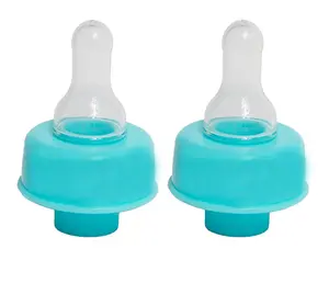 RAB Reusable Bottle Top Nipple Adapter – Instantly Convert Any Bottle into a Sippy with Soft Silicone Nipples – Ideal for On-the-Go Feeding, BPA-Free, & Easy to Clean Pack of 2