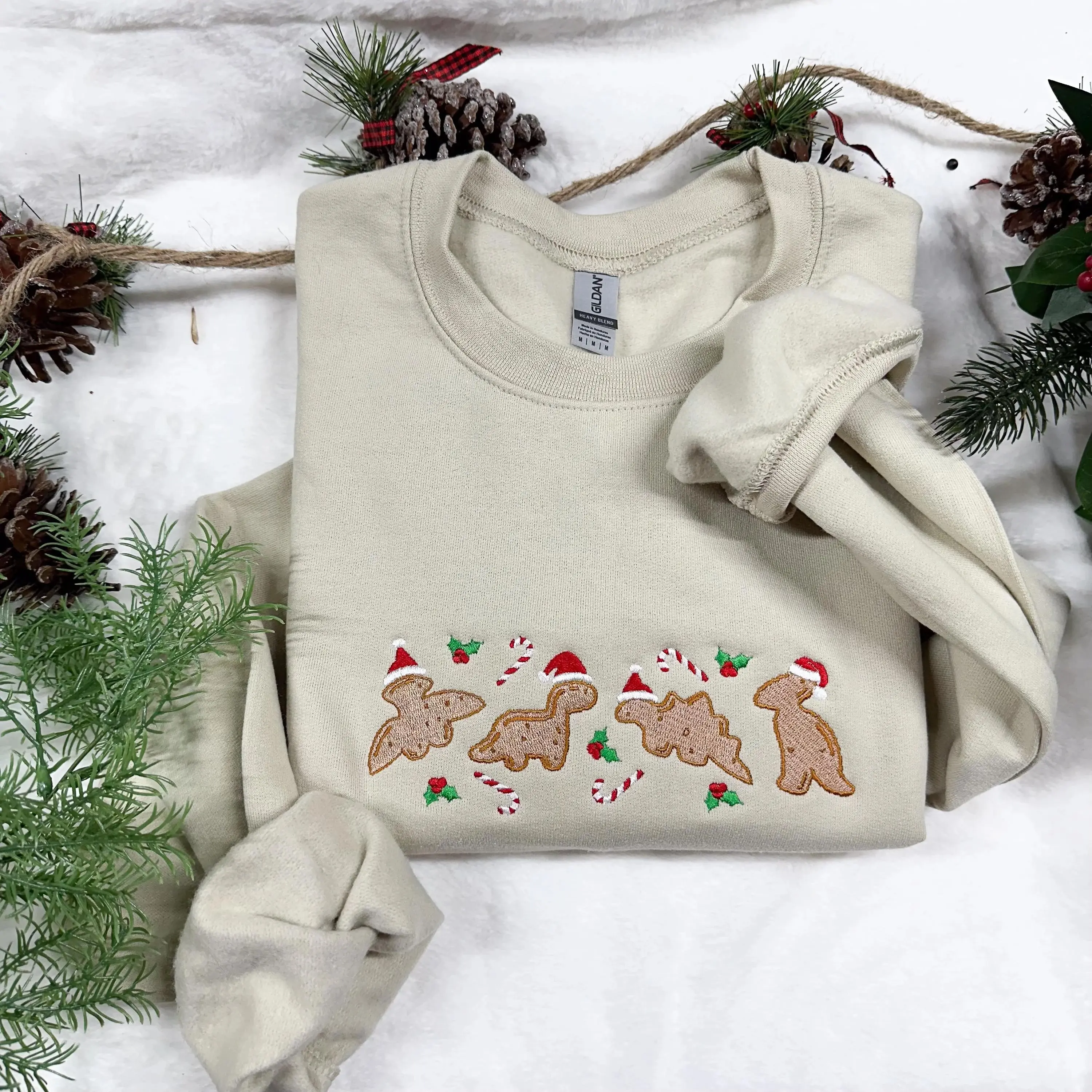 Christmas Dino Nuggets Embroidered Sweatshirt