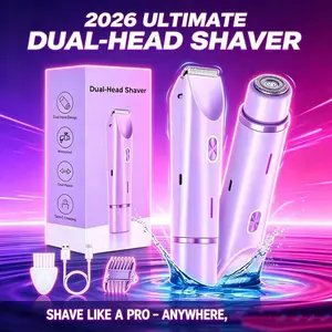 2-In-1 Hair Removal Device for Women, USB Rechargeable Remover, Rechargeable Shaver Machine, Bikini Pubic Trimmer, Underarm Razor, Foot Groomer, Electric Shaver, Body Exfoliator, Smooth