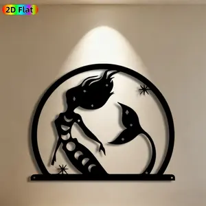 1pc Mermaid Metal Wall Art,Mermaid Statue Mural, Ideal Gift for New Year, Christmas, Mermaid Decor Enthusiasts, Weather-Resistant Metal Wall Decor Wall Sculptures, Perfect for Bedroom Wall & Garden Fence, Ocean Theme Enthusiasts