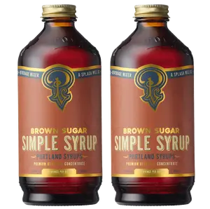 Portland Soda Works Brown Sugar Simple Syrup Two-Pack - Premium Handcrafted Syrup for Cocktails & Baking - 12oz Bottles - 24 Servings - Rich Organic Cane Sugar Blend