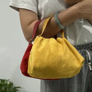 Faux Suede Cloud Underarm Bag – Maillard Style Bucket Bag for Women, Shoulder Crossbody