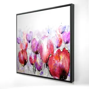 212 MAIN 24x24 in. Vibrant Pink Tulip Field Flower Framed Print - Botanical Wall Art, Home Decoration, Thoughtful Home Supplies Gift