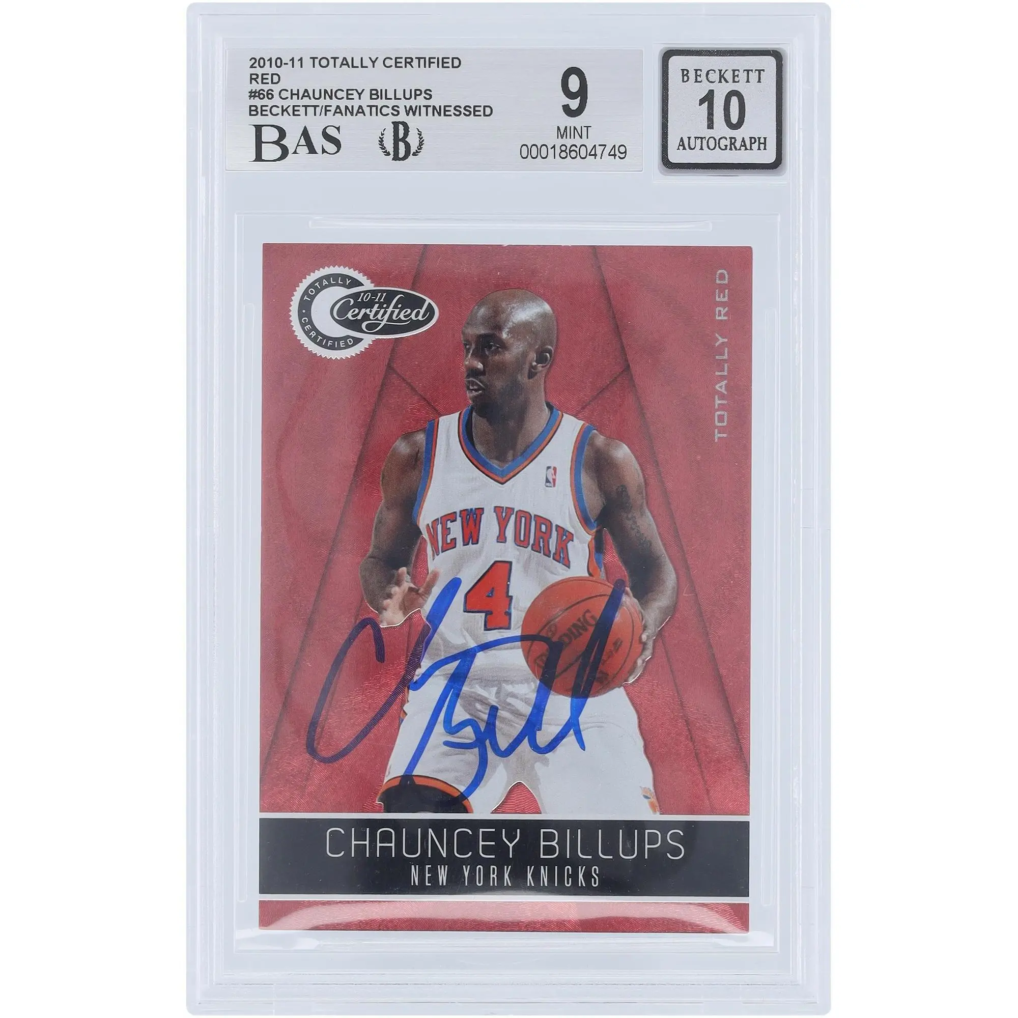 Chauncey Billups New York Knicks Autographed 2010-11 Panini Totally Certified Totally Red #66 #/499 Beckett Fanatics Witnessed Authenticated 9/10 Card - Fanatics Authentic Certified
