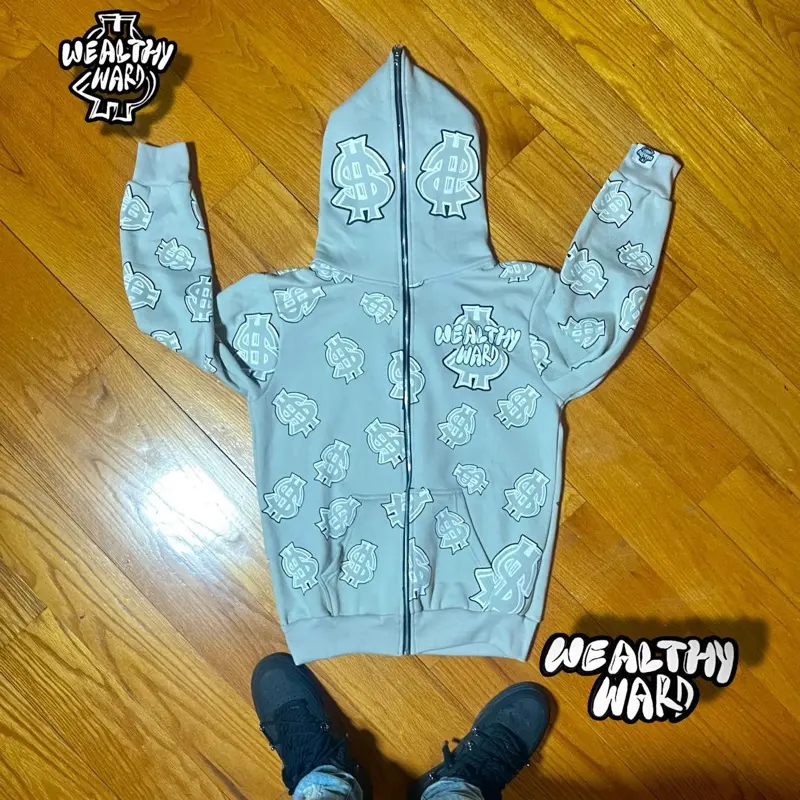 WEALTHY WARD FULL ZIP - UP HOODIE (GRAY)