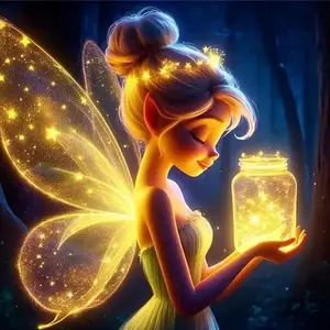 5D Diamond Arts Colorful Painting Kit, 1 Set Fairy Pattern DIY Diamond Arts Colorful Painting without Frame, Handmade Art Crafts for Home Decor