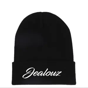 Jealouz Embroidered Black JealouzJewelry Beanie with Unique Embroidery Design for Stylish Warmth