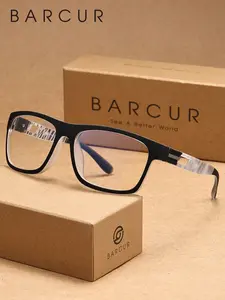 BARCUR Minimalist And Comfortable Square Eyeglass Frame Full Frame Men'S Decorative Glasses High Quality Eyewear With Pc Lens Material To Enhance Visual Comfort. Brand Packaging Is A Great Gift