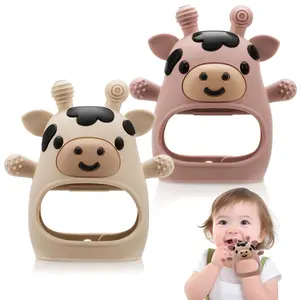 2 Pack Baby Teething Toys for 3-6 6-12 Months, Food Grade Silicone Teether Mitten, Baby Essentials Infant Teething Relief, Soothing Chew Toys for Newborn Infant Essentials