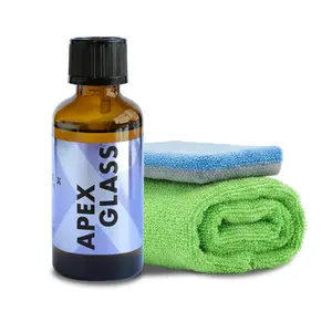 Apex Glass 50ml Hydrophobic Glass Coating Professional Rain Repellent for Windshields Windows Long Lasting Nano Silica Protection Kit with Applicator Microfiber USA