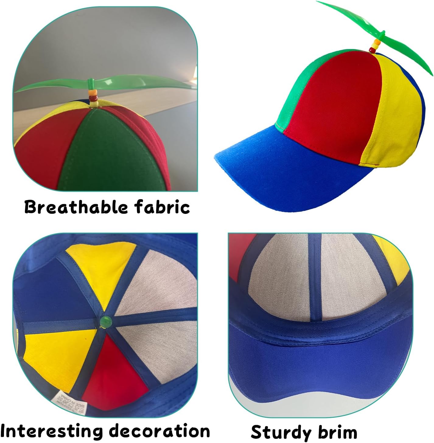 Colorful Propeller Hat Baseball Cap: Funny Adjustable Helicopter Cap Propeller Hat Adult Snapback Baseball Hat