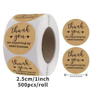 500Pcs 1" Thank You Stickers for Supporting Small Businesses Kraft Sticker Set Express Gratitude & Appreciation Easy Application for Various Purposes