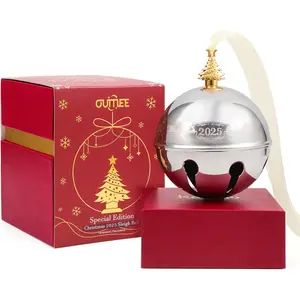 2025 Christmas Bell Ornaments, Sleigh Bell Annual Silver Bell for Christmas Tree Decorations Anniversary Holly Bell Holiday Keepsake