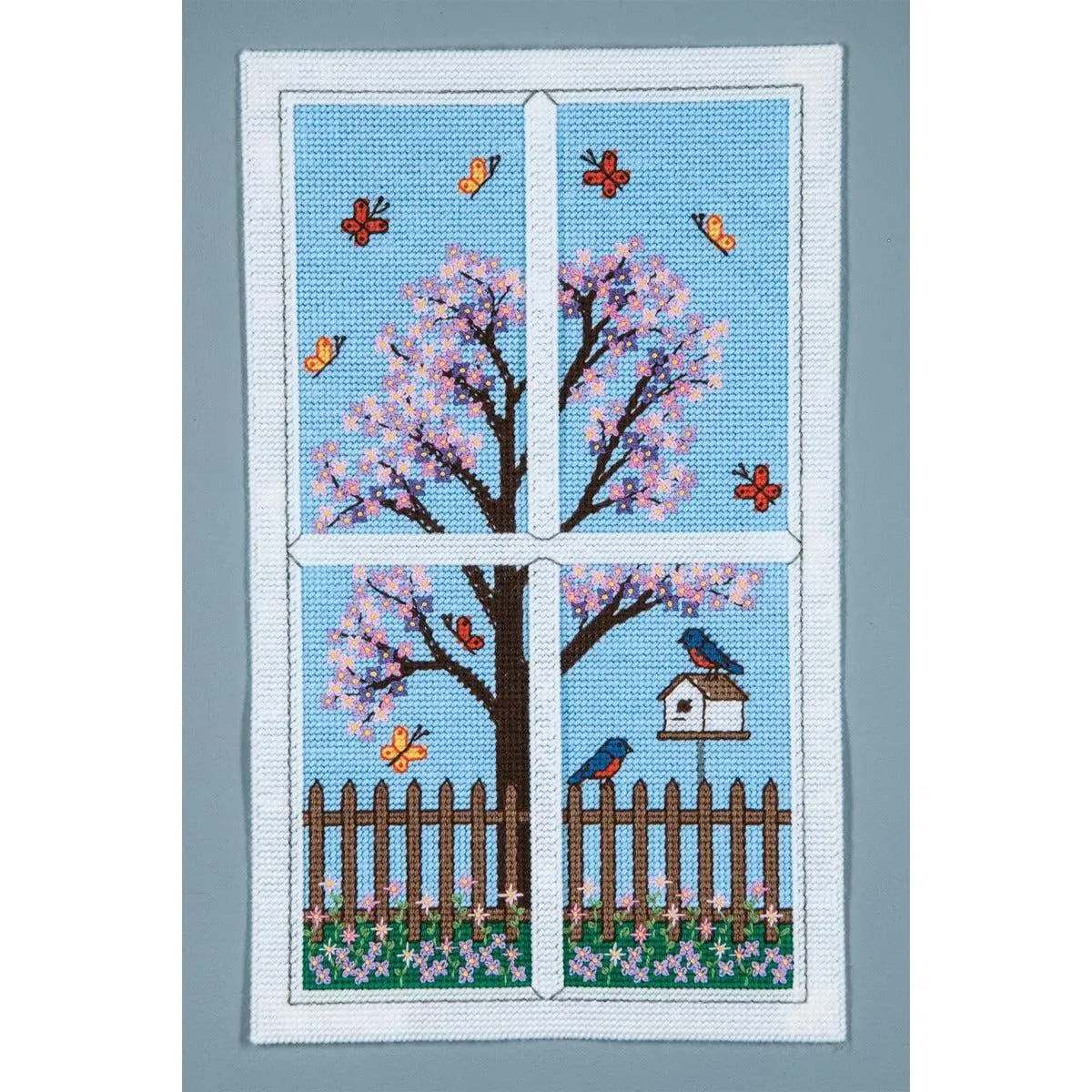 Spring Window Frame Wall Hanging Plastic Canvas Kit