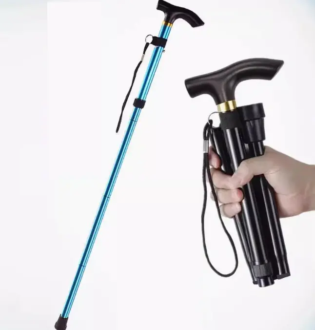 Collapsible 5-Section Hiking Walking Stick, Adjustable Foldable Trekking Pole, Lightweight Portable for Climbing Backpacking Travel Daily Walking