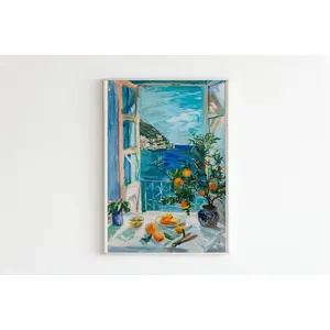 Henri Matisse Open Window Poster, Coastal Oranges Art Print, Colorful Mediterranean Wall Art Decor, Fauvism Painting, Matisse Artwork