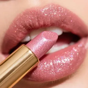Pearl Glitter Lipstick, Long-Lasting Waterproof Sweatproof Easy to Apply, Perfect for All-Day Wear, Glossy Finish Makeup, Glossy Balm Finish