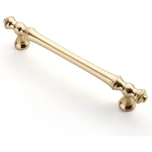 6 Pack 5 Inch(128mm) Brushed Brass Kitchen Cabinet Handles, Gold Cabinet Pulls Kitchen Cabinet Hardware for Cupboard Drawer Pulls