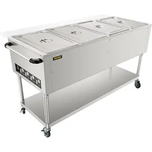 VEVOR 5 - Pan Commercial Food Warmer, 5x 20.6QT Electric Steam Table, 3750W Professional Buffet Catering Food Warmer with Acrylic Sneeze Guard, Food Grade Stainless Steel Server for Party Restaurant