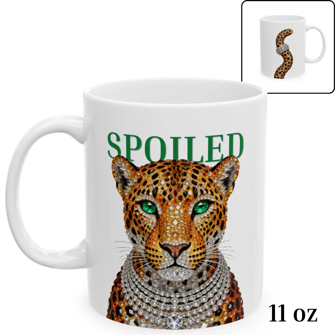 Spoiled Cheetah Coffee Mug | Luxury Cat Ceramic Mug | Glam Animal Lover Gift | The Attitude Collection