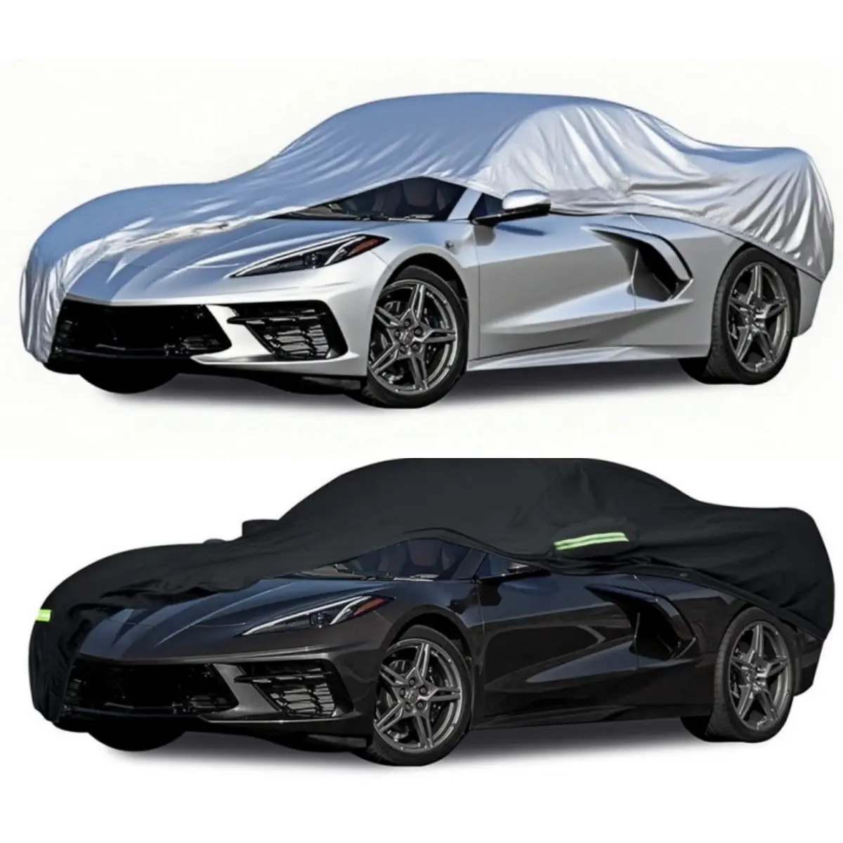 6-Layer Heavy-Duty Paint Safe Full Car Covers & Shelters for Chevy Corvette C3 C4 C5 C6 C7 C8, Durable Breathable Waterproof Multifunctional Protective Car Sun Protection for 4-Season Indoor Outdoor Use