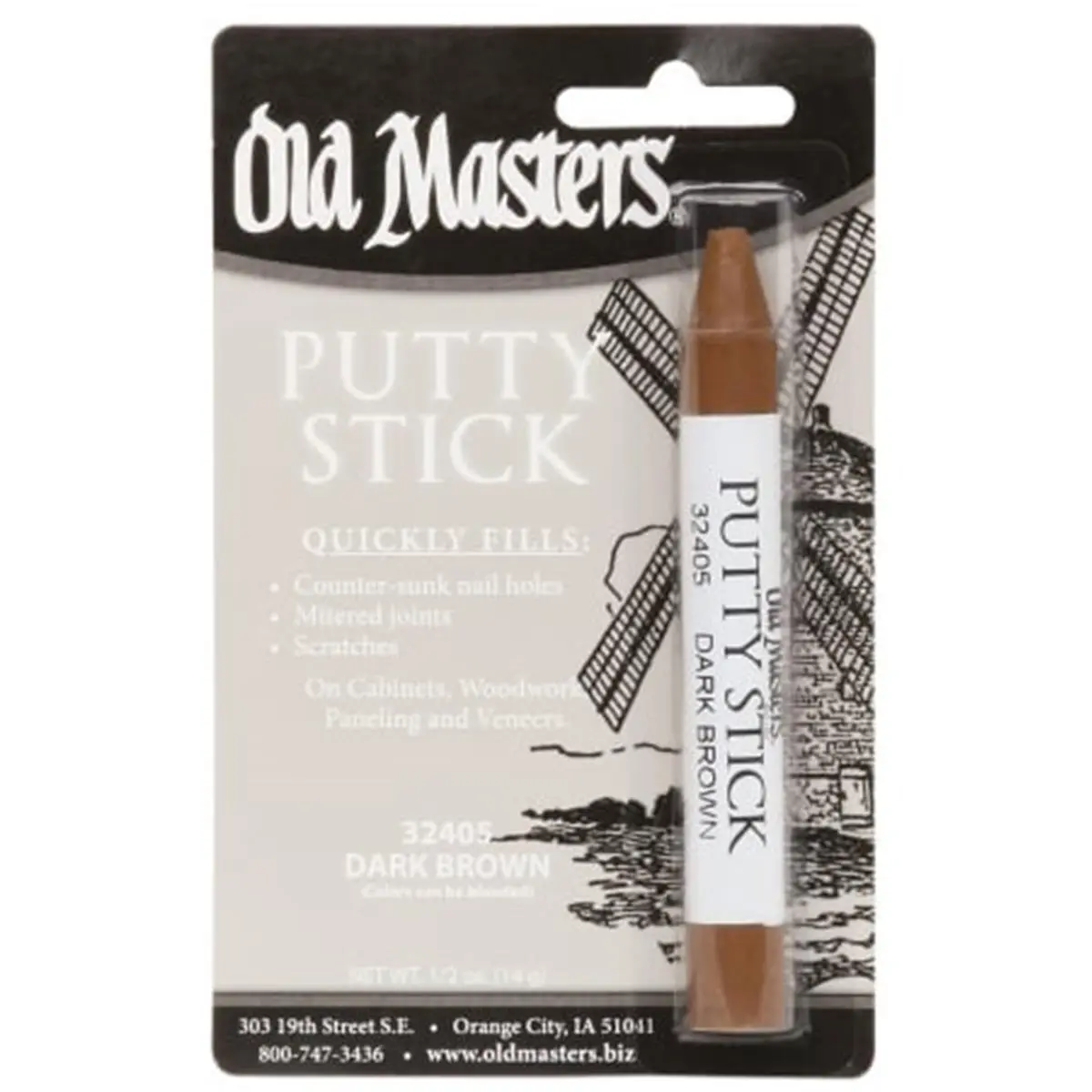 212 MAIN Old Masters 32405 Dark Brown Wall Hole Putty Stick, Easy-to-Apply Home Improvement Building Supply