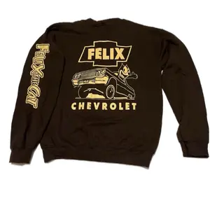 Felix Chevrolet Crewneck Sweatshirt - Black with Gold Felix the Cat and Chevrolet Logo Design
