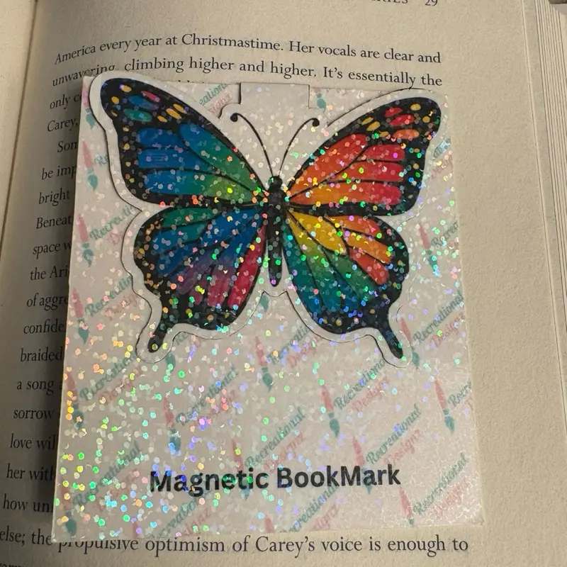 Colorful Magnetic Holographic Glossy Bookmark - Butterfly Design for Book Lovers
