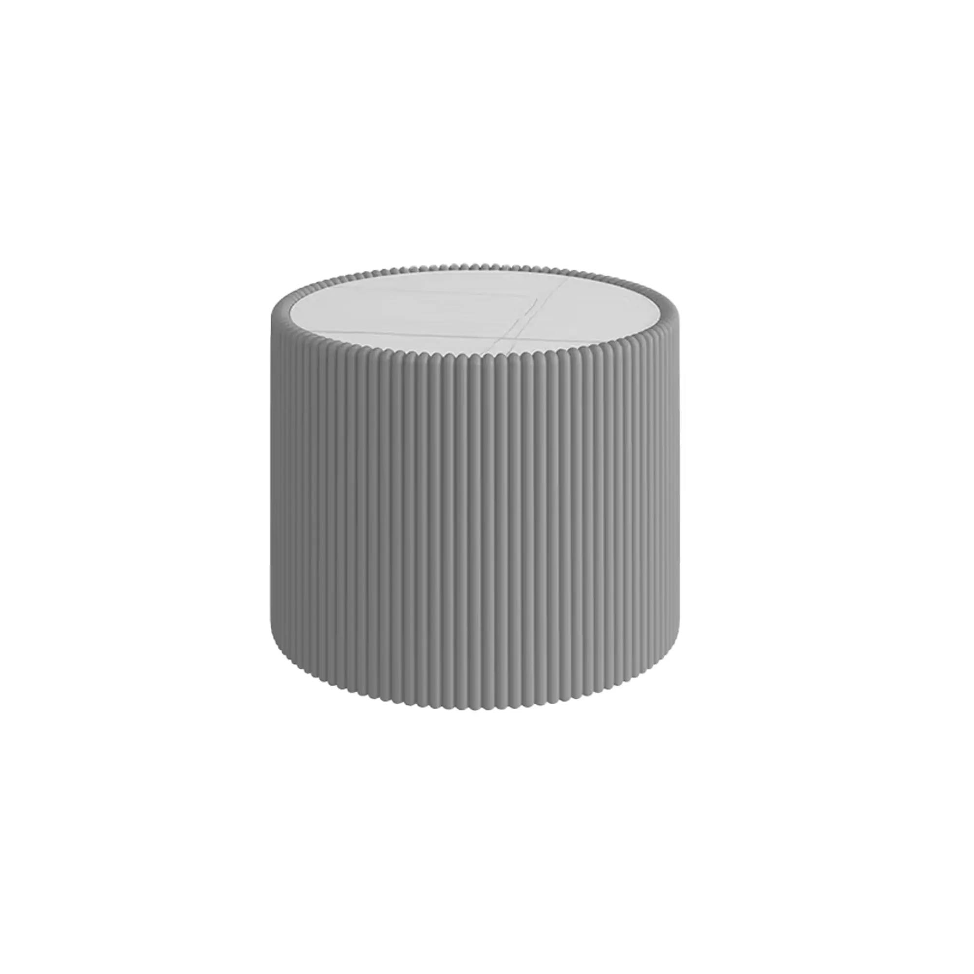 Modern Cylinder Shape Leather Coffee Table with Light Sintered Stone Top Unique Gold Pattern Living Room Furniture Sofa Table for Home Decor, Living Room Furniture for Apartment, Lounge, Family Room, Office and Home Seating, Sofa Couch Seating