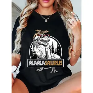 100% Cotton Mamasaurus T Rex Dinosaur Mama Saurus Family Matching Women T-Shirt