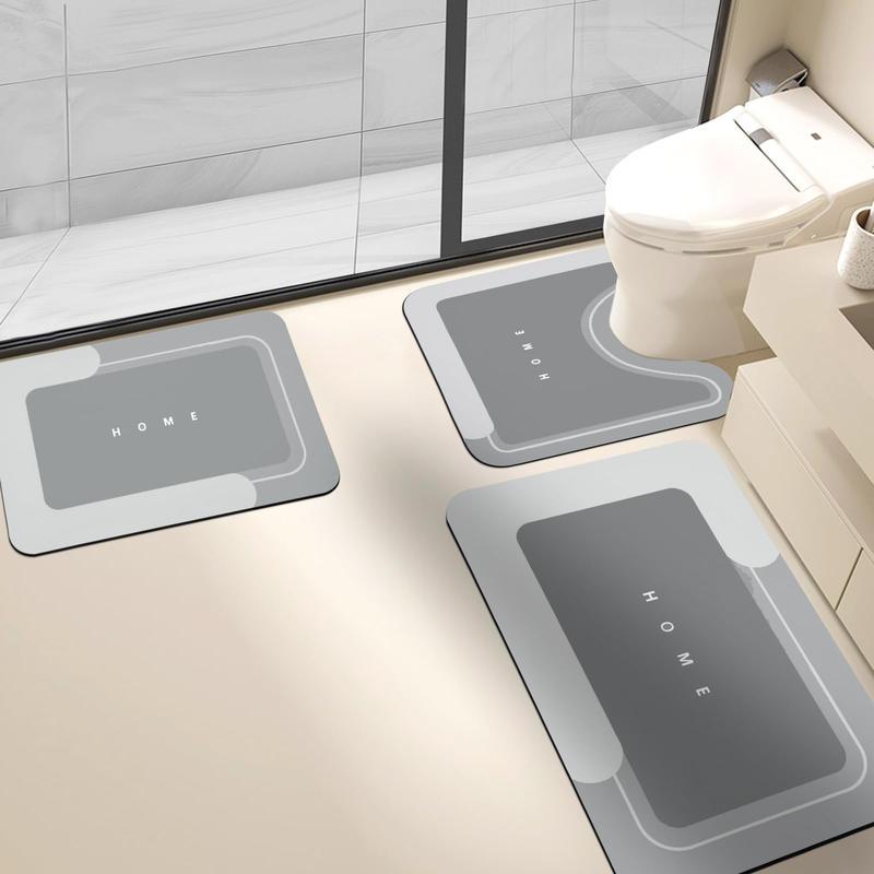 Home Brand Non-Slip Bathroom Mat Set of 1/3 Counts Water Absorbent Rug for Bathroom Living Room Kitchen Laundry Home Decor Hygienic Environment Restroom Accessories - Toilet