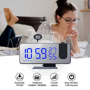 Projection Alarm Clock With FM Radio 76 To 108 MHz Auto Scan Memory Presets