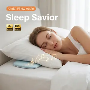 Under Pillow Speaker Bluetooth Sleep Speaker with White Noise & Stereo Bass, Ultra-Thin Bone Conduction Pillow Speaker for Side Sleepers, Headphone-Free Sleep Aid for Bed, Works with IOS & Android