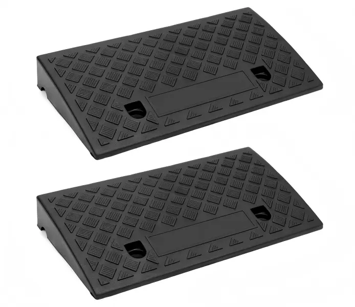 2 Pack 2.6" Rise Rubber Curb Ramps, Heavy Duty Driveway Threshold Ramps, 2200 Lbs Load Capacity, Non-Slip Surface for Cars, Trucks, Wheelchairs, Scooters, Bikes, Motorcycles, 19.7"x10.6"x2.6"， pallet