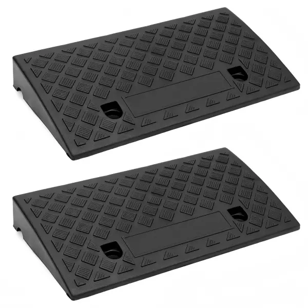 2-Pack High-Strength PVC Plastic Curb Ramps (Tools & Hardware Accessory) - 2.6" Rise, 2000lb Load Capacity, Stable Design, Portable & Easy to Secure, Non-Slip Surface, Built-In Drainage Grooves, 19.7"x10.6"x2.6" for Driveways, Bike Racks