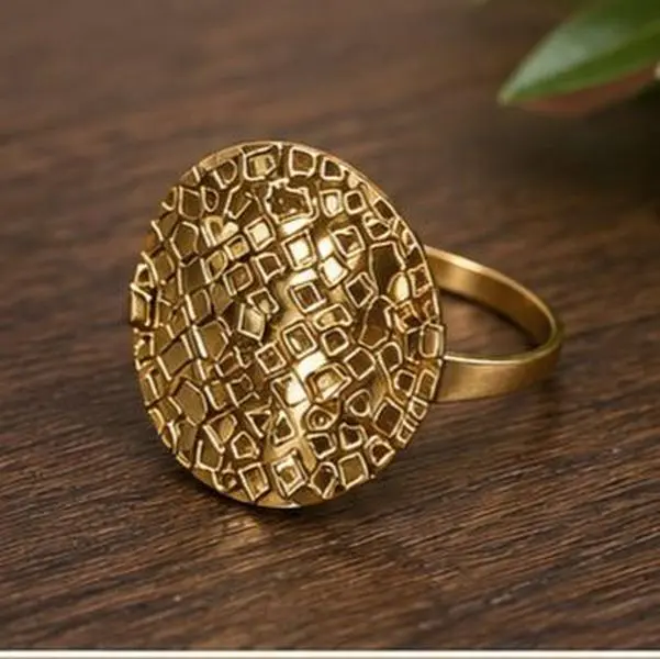 Gold Tone Textured Statement Ring - Women Jewelry