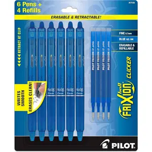 FriXion Erasable Pens  6 Blue Erasable Gel Pens + 4 Bonus Refills  Fine Point, 0.7 mm  for Rocketbook  Notebook