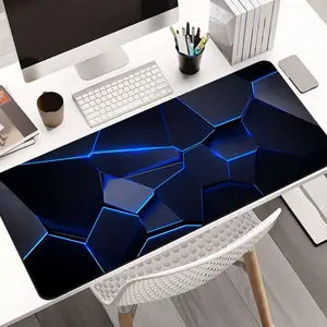 1pcs Diatomite Gaming Mouse Pad, Large Medium Small Sizes, Cool Blue Crackle Geometric Design, Non-Sponge Rubber Base, Washable, Durable, Player Office Use Mousepad