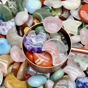 Natural Crystal  Moon Heart Star Confetti About 2-3cm Rose Quartz Amethyst