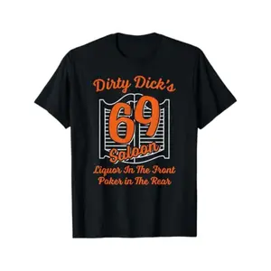 Dirty Dicks Saloon T-Shirt Featuring Liquor And Poker Design