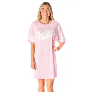 Barbie Womens Classic Oversized Retro Boyfriend Tee Nightgown Sleep Pajama Shirt