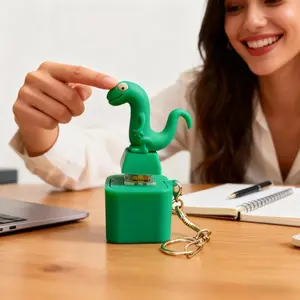 Lizard Keychain Sound Fidget Toys, Fun Rechargeable Lizard Anxiety Relief Keychain Button Toy with Sound & Colorful Light, Portable Anxiety Relief Toy, Adults Keyboard Clicker