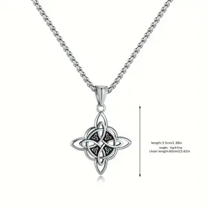 Veliora Gift B summervibes Witch's Knot Necklace, Irish Knot Necklace Pendant, Everyday Wear Jewelry, Commemorative Gift Adjustable Heart Rate Couples Bracelet Set y2k